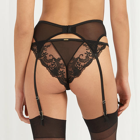 Marseille Black Lace Suspender Belt