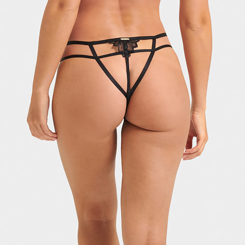 Lana Open-Back Harness Brief Black